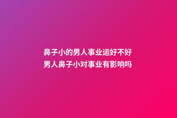 鼻子小的男人事业运好不好 男人鼻子小对事业有影响吗